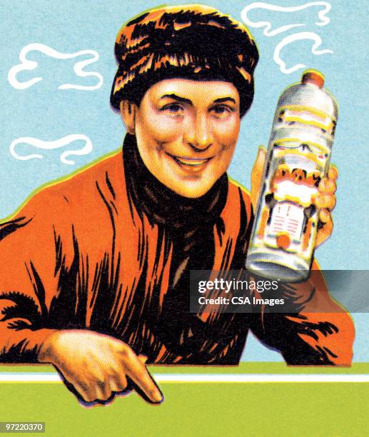 man with bottle - vodka stock-grafiken, -clipart, -cartoons und -symbole