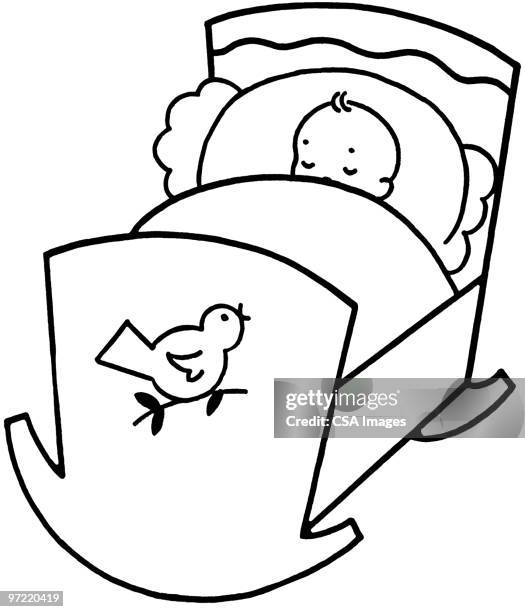 baby in crib - babies only stock illustrations