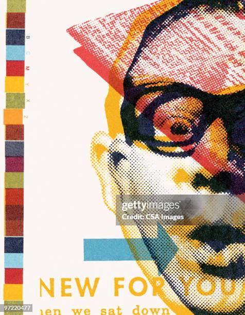 stockillustraties, clipart, cartoons en iconen met surprised man with glasses - awe
