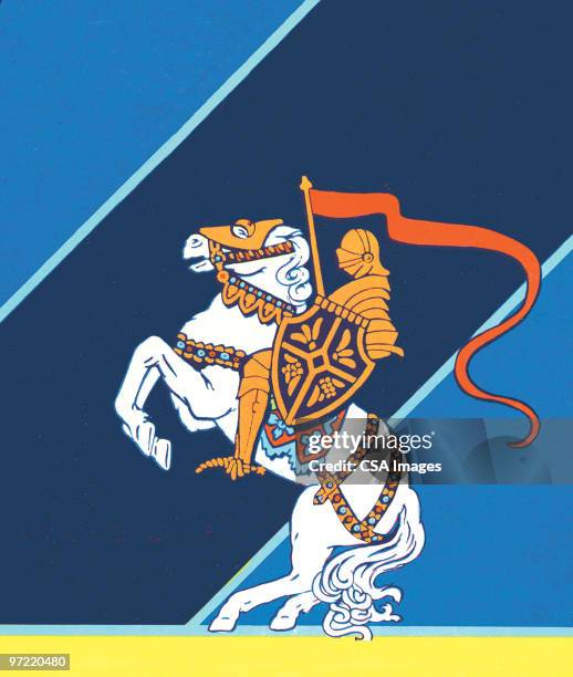 knight on white horse - ritter stock-grafiken, -clipart, -cartoons und -symbole