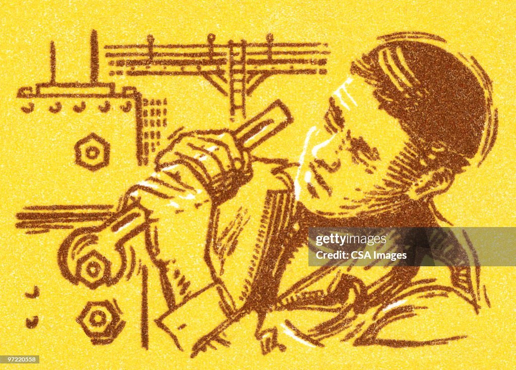 Person Using Wrench Man Using A Wrench High-Res Vector Graphic - Getty Images