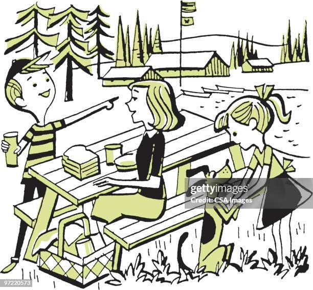 camping - family camping stock illustrations