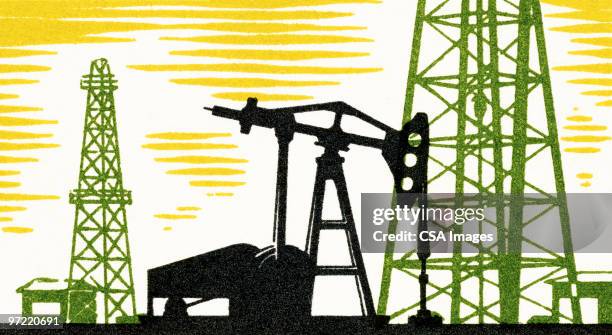 oil refinery - oil pump stock illustrations