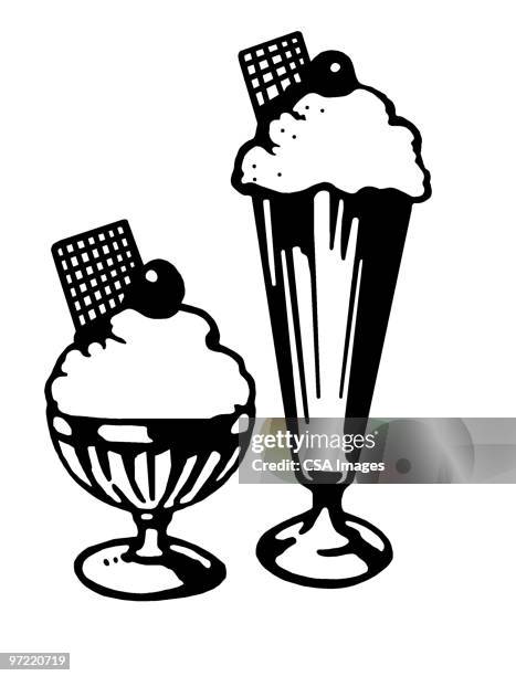 ice cream desserts - whipped food stock illustrations