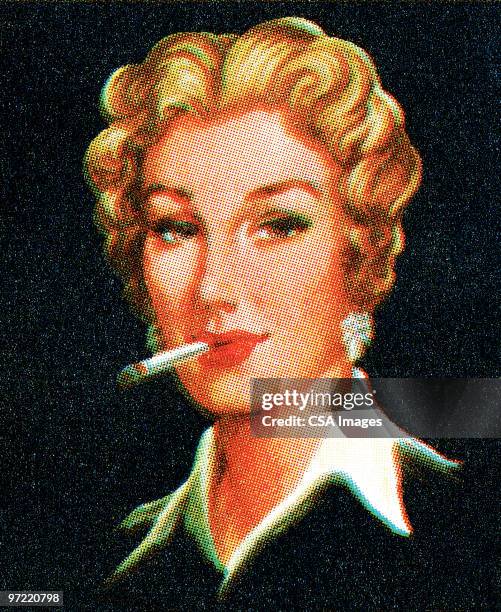 woman smoking - kragen stock-grafiken, -clipart, -cartoons und -symbole