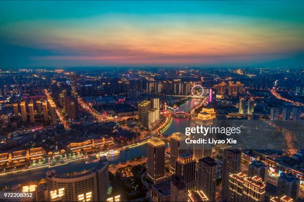 tianjin high angle cityscape - xie liyao stock pictures, royalty-free photos & images