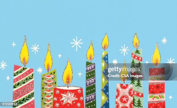 holiday candles - christmas decore candle stock-grafiken, -clipart, -cartoons und -symbole