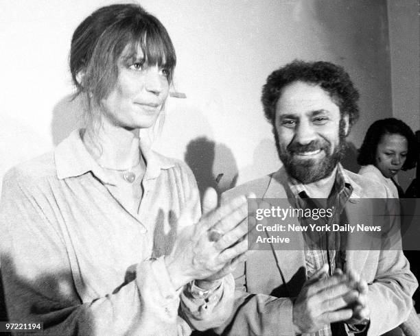 Abbie Hoffman and girlfriend, Johanna lawrenson, at court after Acting State Supreme Court Justice Miltn Williams let hiim go after she posted...