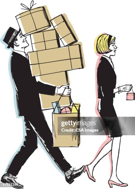package carrier - two men walking stock illustrations