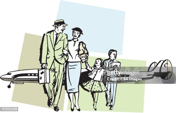 family - airport stock illustrations
