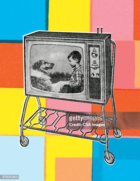 ilustrações de stock, clip art, desenhos animados e ícones de television on stand - television show