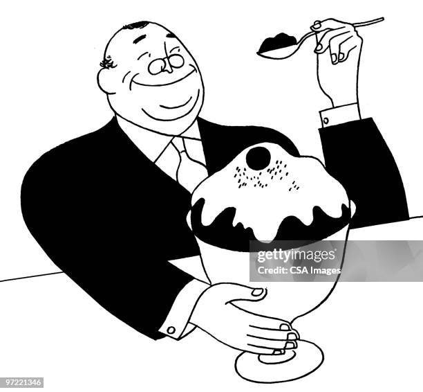 man with sundae - cream stock illustrations