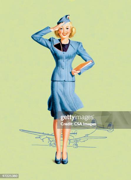 ilustrações, clipart, desenhos animados e ícones de stewardess - tripulação de bordo