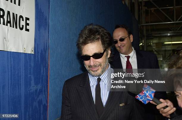 Al Pacino arrives at Manhattan Family Court for a hearing in a child custody battle with former lover Beverly D'Angelo over their 2-year-old twins,...