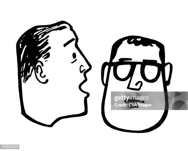 two men talking - listening stock illustrations