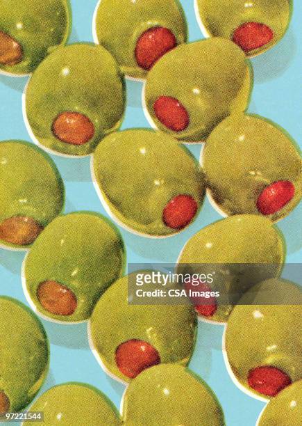 green olives - green olive fruit stock illustrations