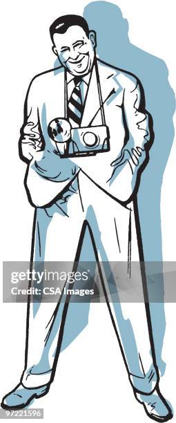 man with camera - one man only photos stock illustrations