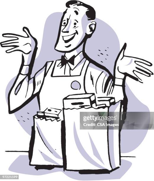grocer - store assistant stock illustrations