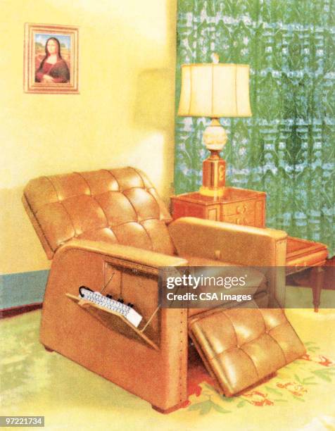 recliner - living room no people stock illustrations