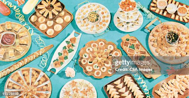 holiday treats - dessert tray stock illustrations