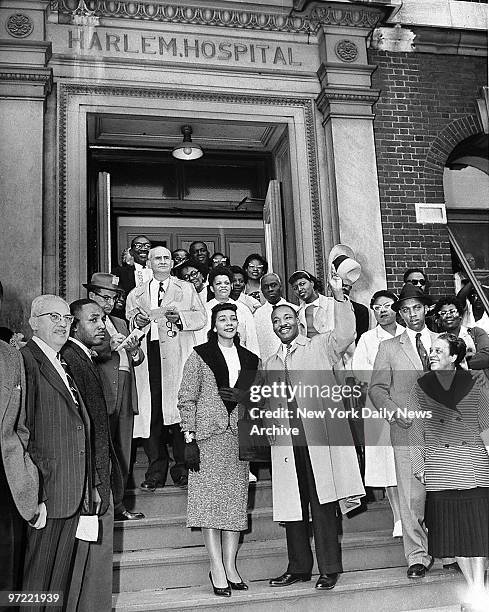 Accompanied by his wife Coretta Scott King, the Reverend Martin Luther King Jr. Leaves Harlem Hospital. The 29-year-old clergyman and fighter for...