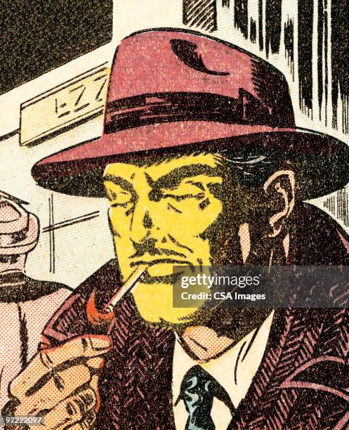 man lighting a cigarette - detective stock illustrations