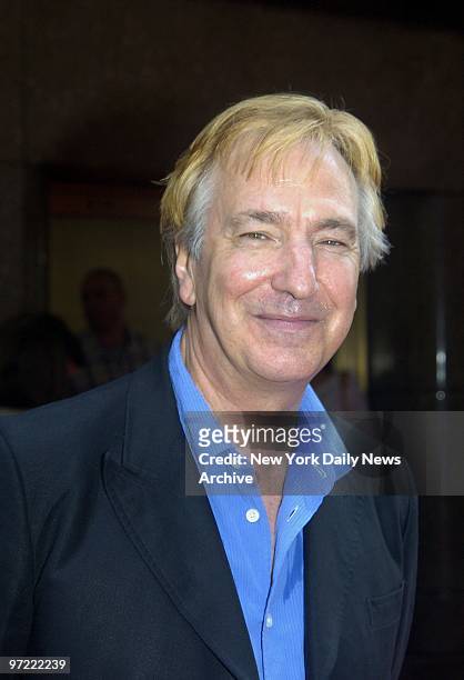 Alan Rickman arrives at Radio City Music Hall for the world premiere screening of the movie "Harry Potter and the Prisoner of Azkaban." He stars in...