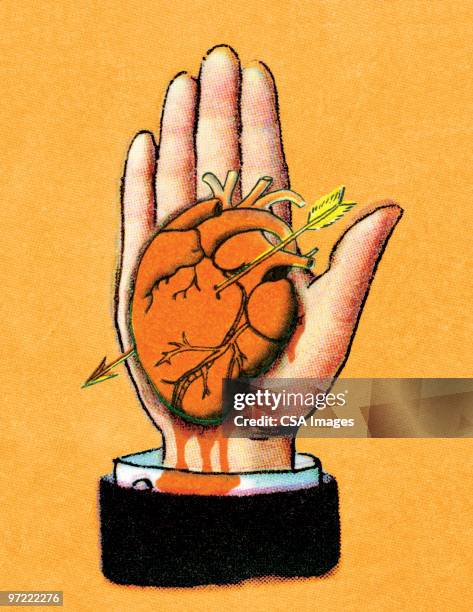 heart with arrow in hand - cupid stock illustrations
