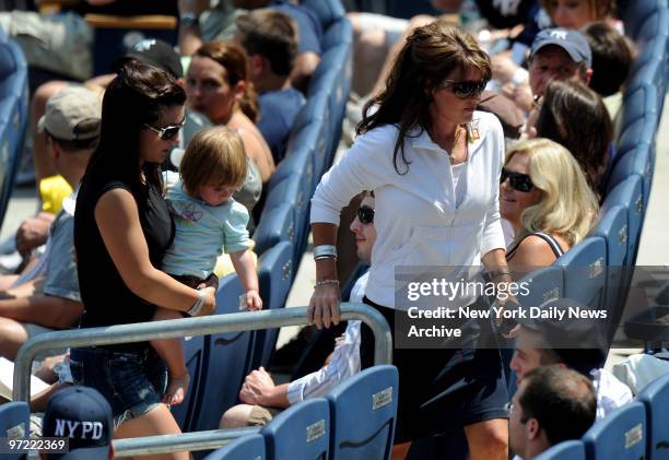 Alaska Governor Sarah Palin during the game., New York Yankees against the Tampa Bay Rays at Yankee Stadium.,