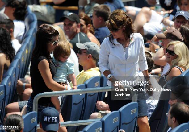 Alaska Governor Sarah Palin during the game., New York Yankees against the Tampa Bay Rays at Yankee Stadium.,