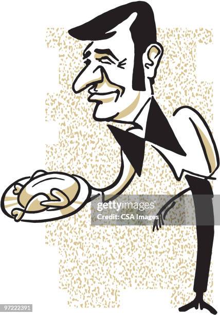 waiter - butler stock illustrations