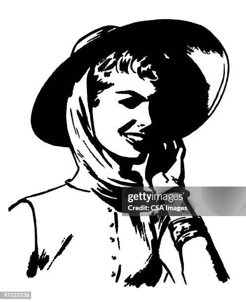 woman in hat - headscarf stock illustrations