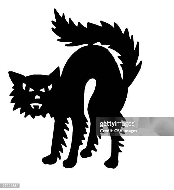 black cat - cat scared black stock illustrations