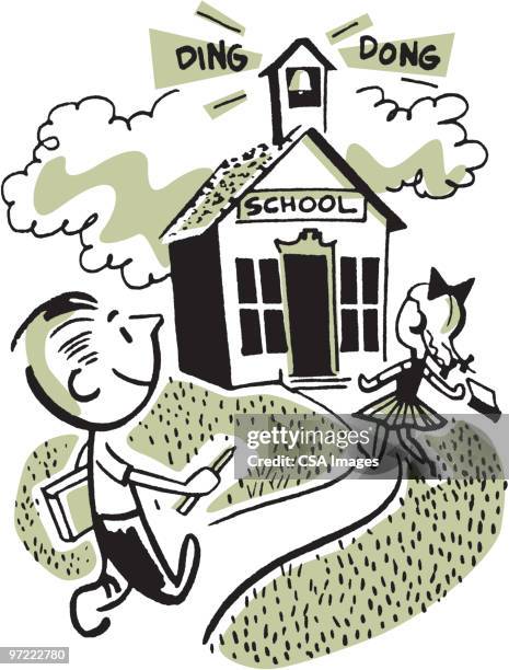 schoolhouse - school bell stock illustrations