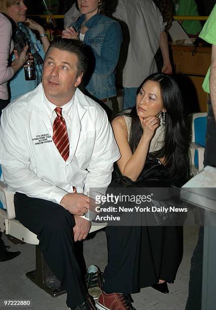 Alec Baldwin and girlfriend Nicole are on hand for the annual Second Stage All-Star Bowling Classic at Leisure Time Bowling Center in the Port...
