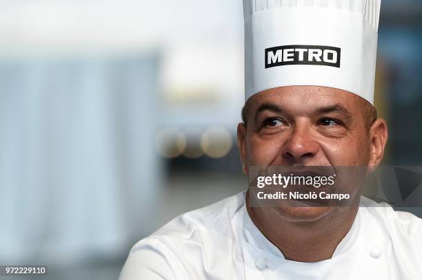 French chef Jerome Bocuse looks on during the Europe 2018 Bocuse d'Or International culinary competition. Best ten teams will access to the world...