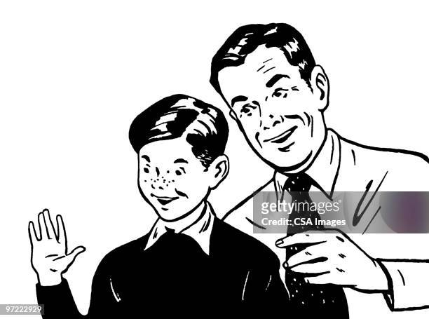 boy and father - sommersprosse stock-grafiken, -clipart, -cartoons und -symbole