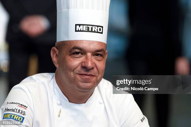 French chef Jerome Bocuse smiles during the Europe 2018 Bocuse d'Or International culinary competition. Best ten teams will access to the world final...