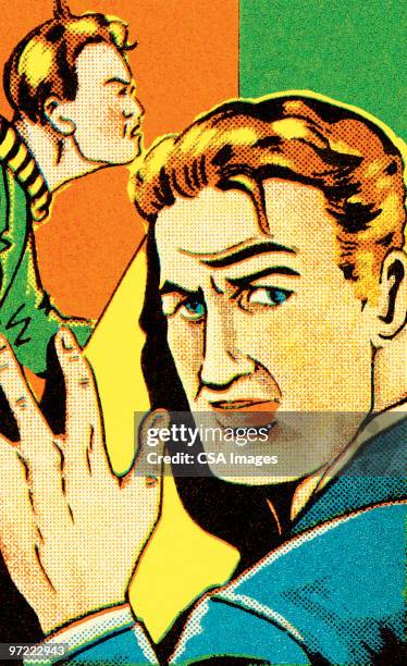 eavesdropping - gay man stock illustrations