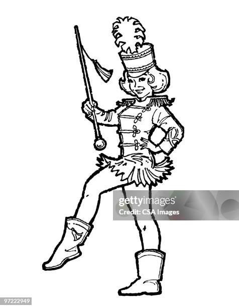 drum major - twirling baton stock illustrations