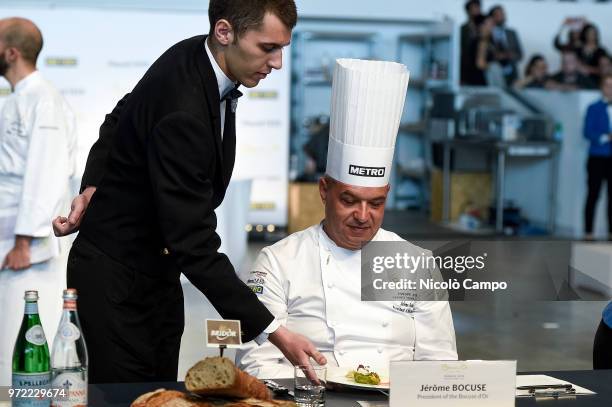 French chef Jerome Bocuse is served during the Europe 2018 Bocuse d'Or International culinary competition. Best ten teams will access to the world...