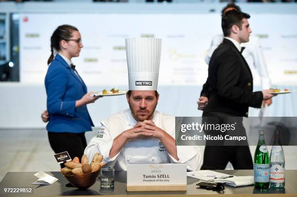 President of jury Tamas Szell looks on during the Europe 2018 Bocuse d'Or International culinary competition. Best ten teams will access to the world...