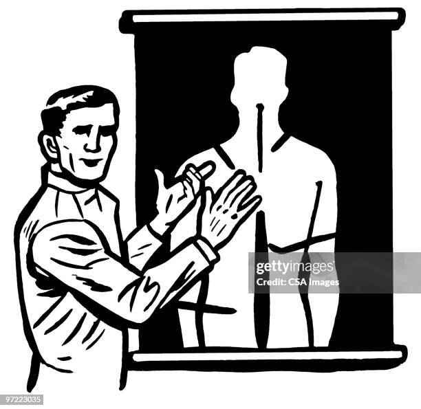 man with chart - doctor explaining stock illustrations