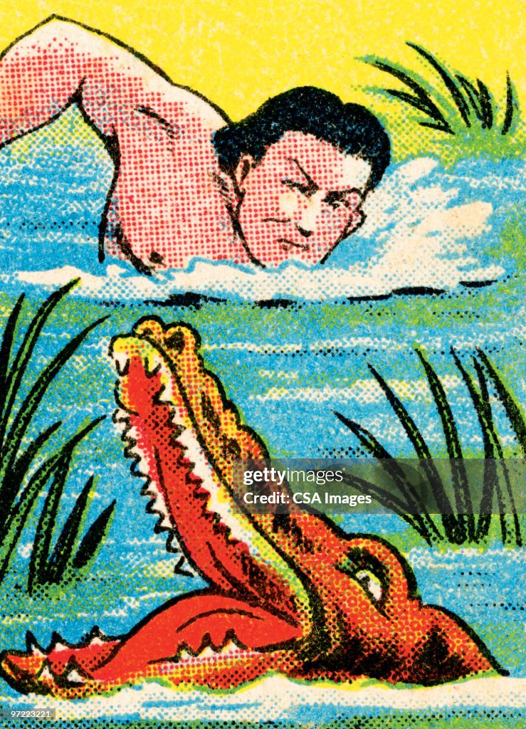 Tarzan and alligator