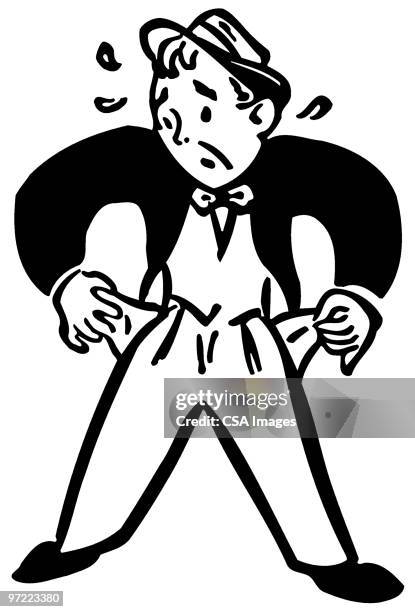 man with empty pockets - poor people stock illustrations