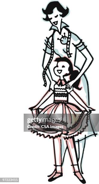 girl and mother - mädchen sticken stock-grafiken, -clipart, -cartoons und -symbole