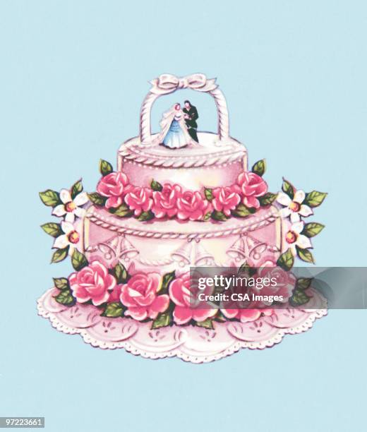 ilustrações de stock, clip art, desenhos animados e ícones de wedding cake - bolo de casamento