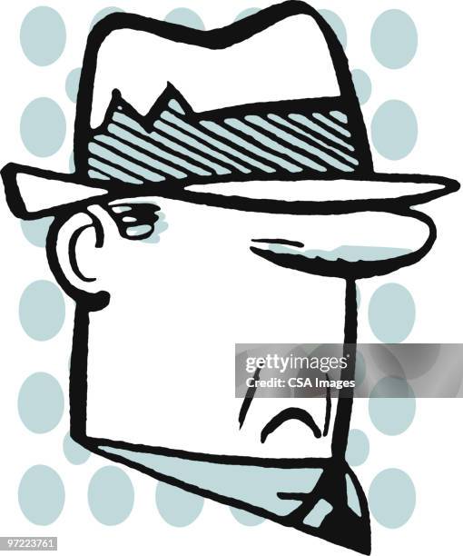 man in hat - toughness stock illustrations