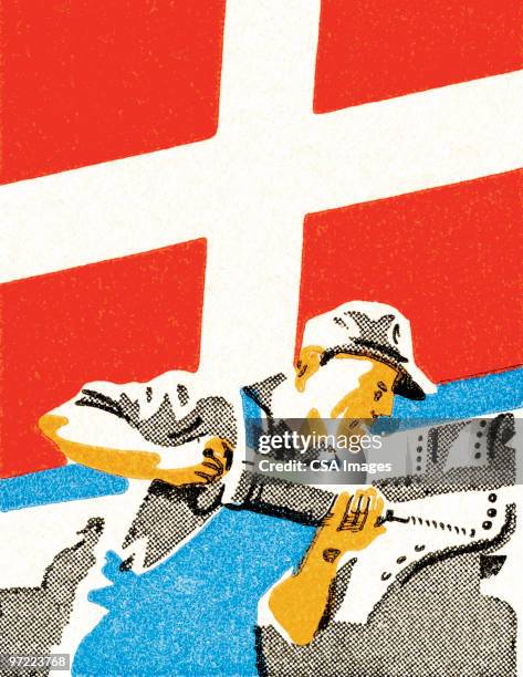 laborers - man drilling stock illustrations