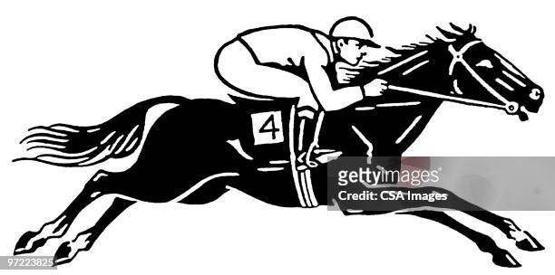 ilustrações, clipart, desenhos animados e ícones de racehorse - pista de corrida